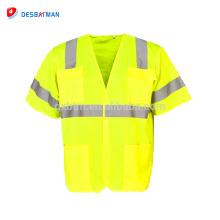 Fluoreszierende orange atmungsaktive Sicherheitswesten mit gelbem reflektierendem Band / EN20471 Zwei-Ton-Hi-Vis-Konstruktion Sicherheitsweste